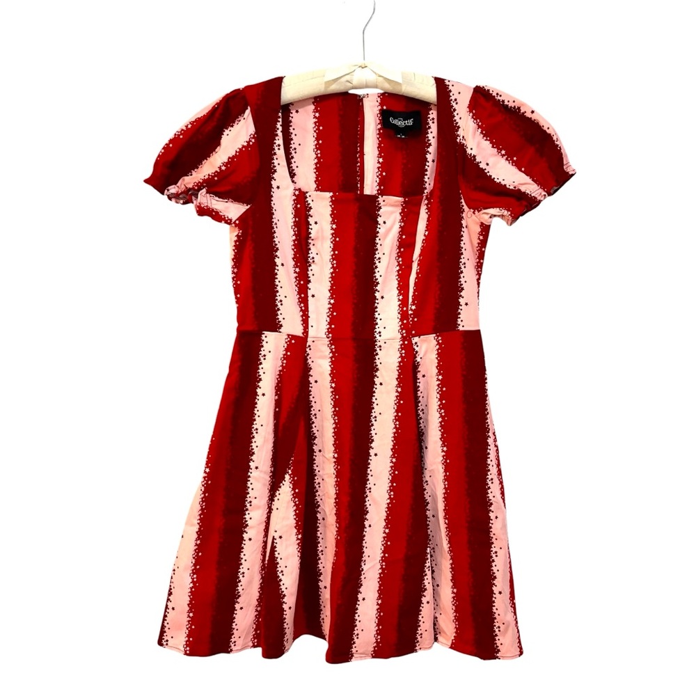 Collectif Red and White Striped Dress - Picture 4 of 7